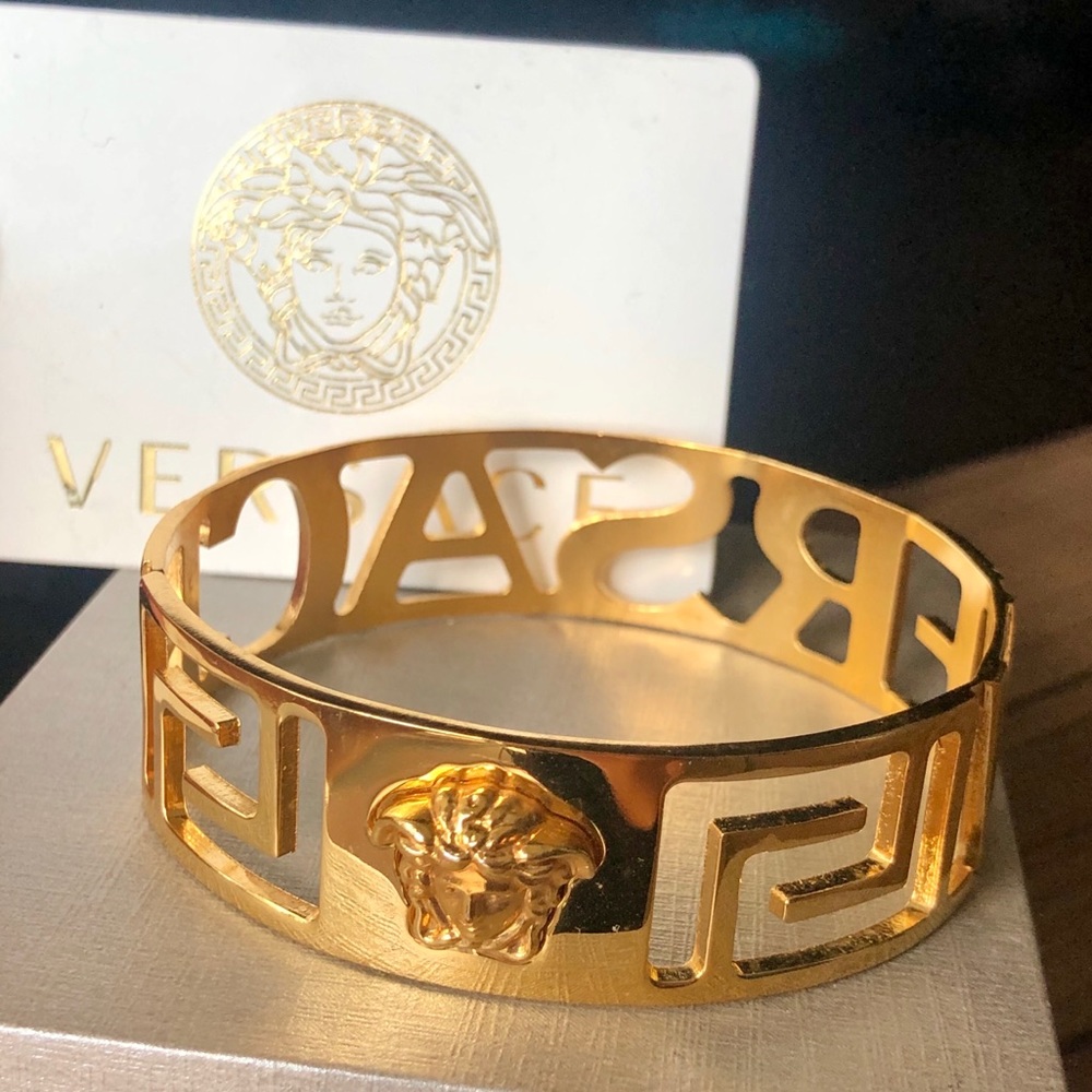 SOLD Versace Bangle - Gold Tone Brass